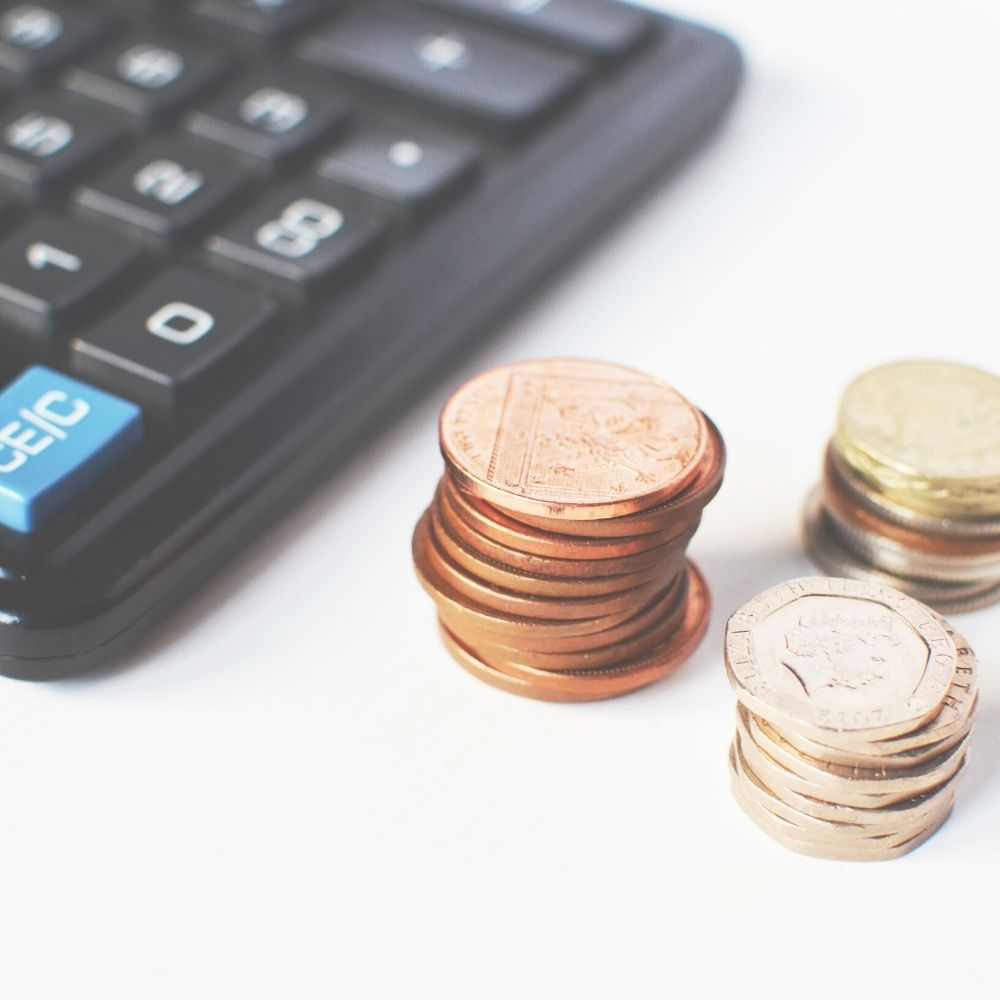 calculator and pennies