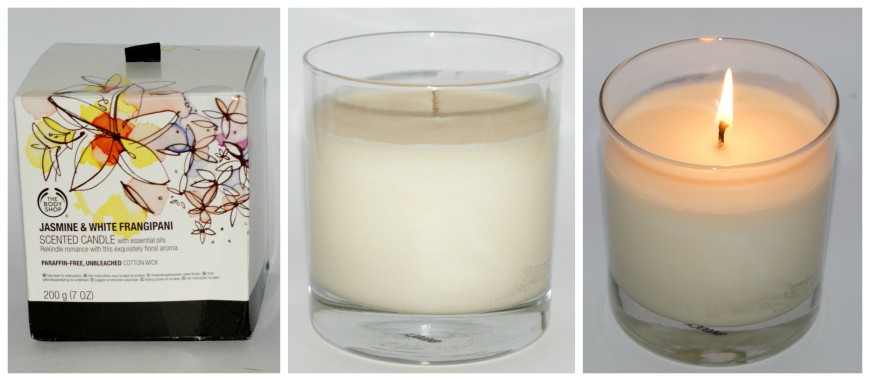 The Body Shop candles - three pictures: one boxed, one of the candle lit and one unlit