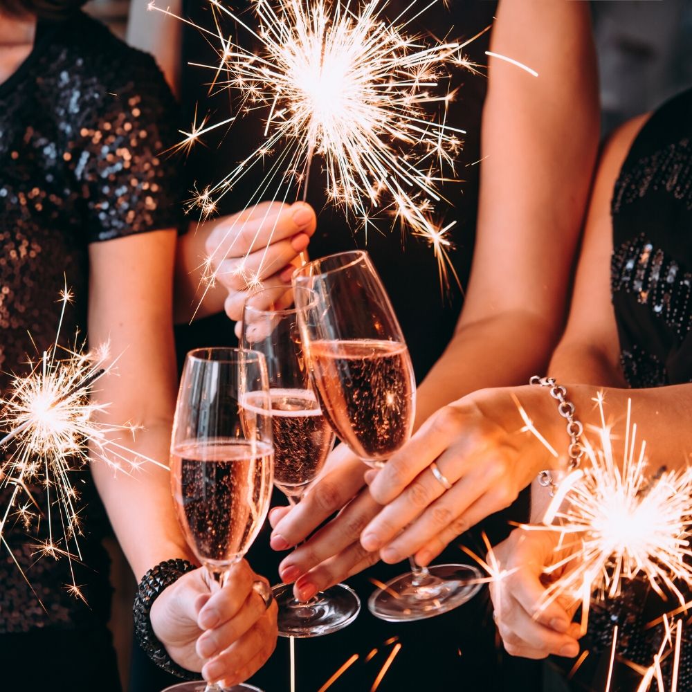 glasses and sparklers