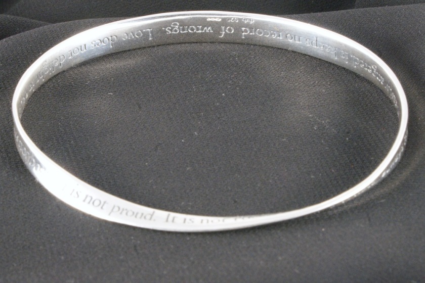 LOVE IS PATIENT SILVER BANGLE