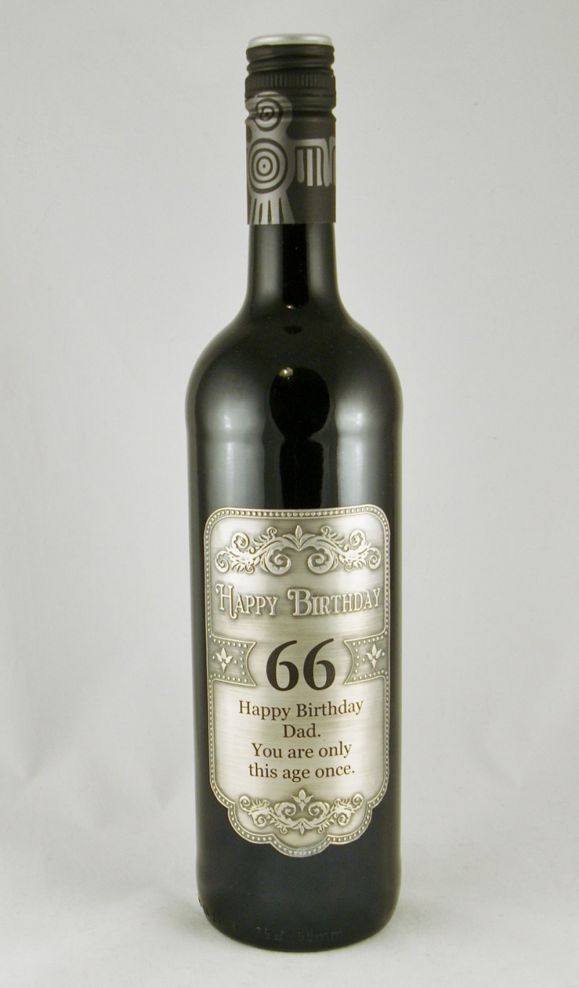 Personalised engraved pewter wine label and wine