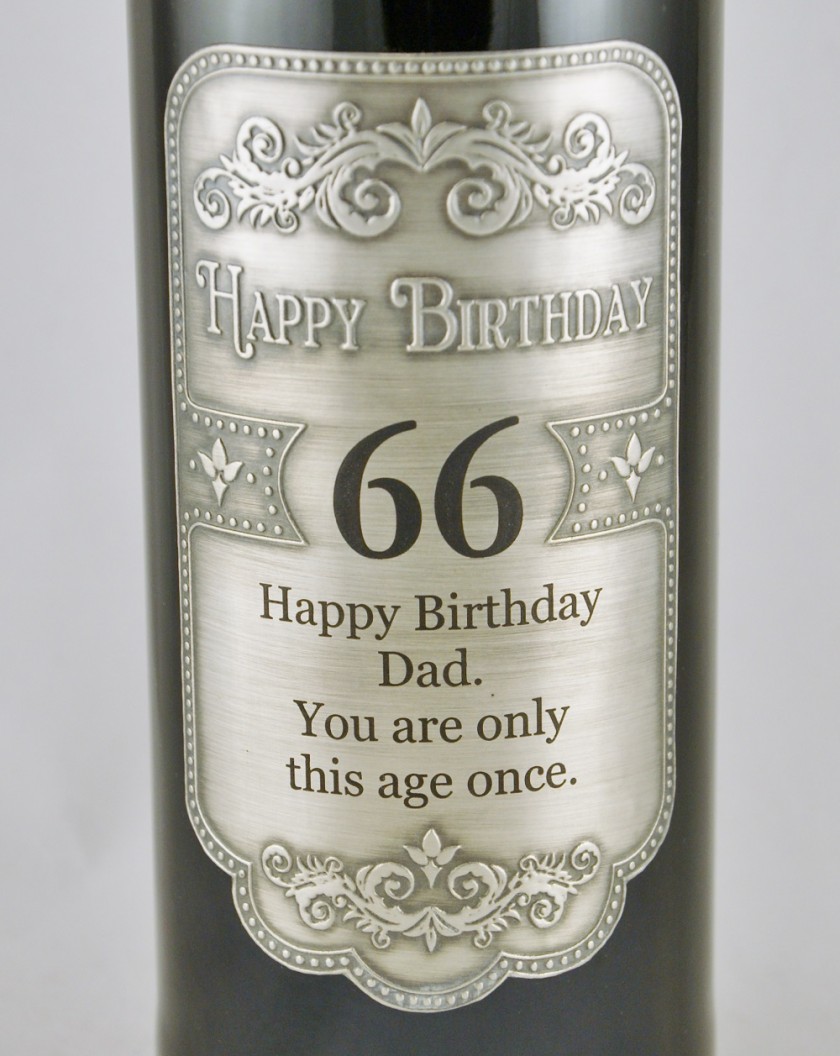 Personalised engraved pewter wine label and wine