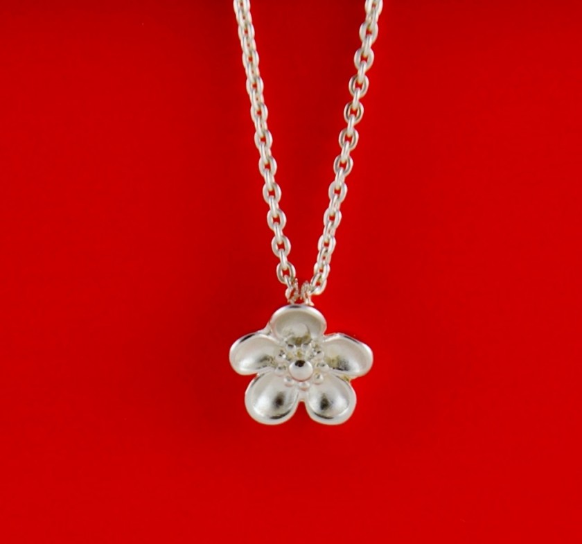 Kit Heath Silver Wood Rose Necklace
