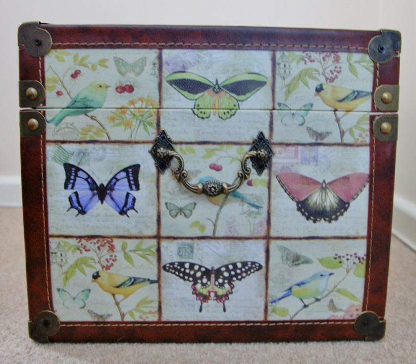 Wooden Storage Trunk | Butterfly & Bird Design