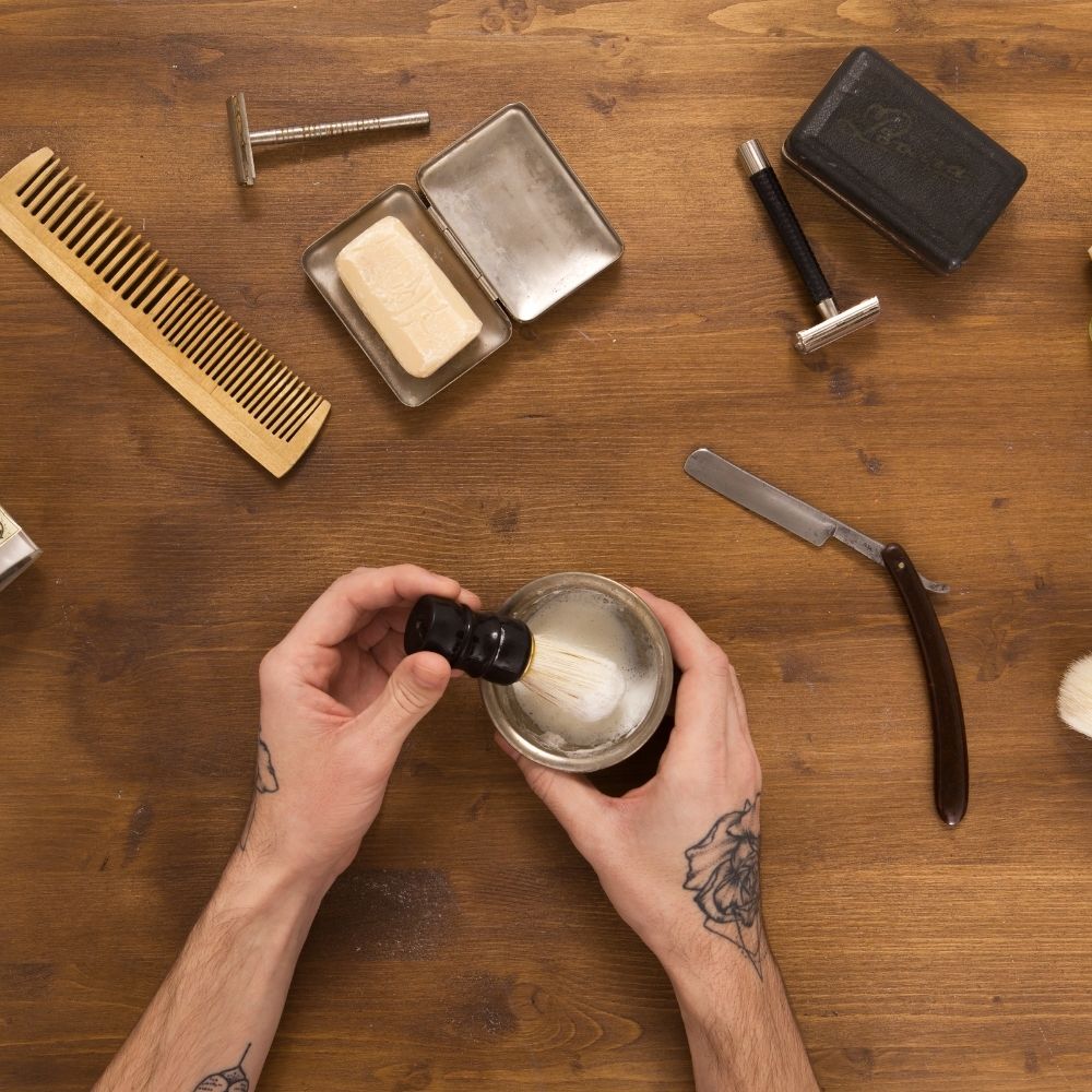 selection of male grooming products