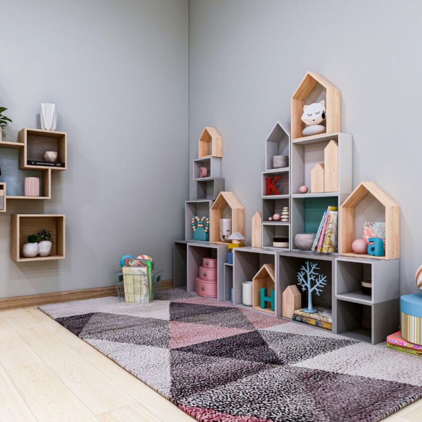 storage in a childrens bedroom