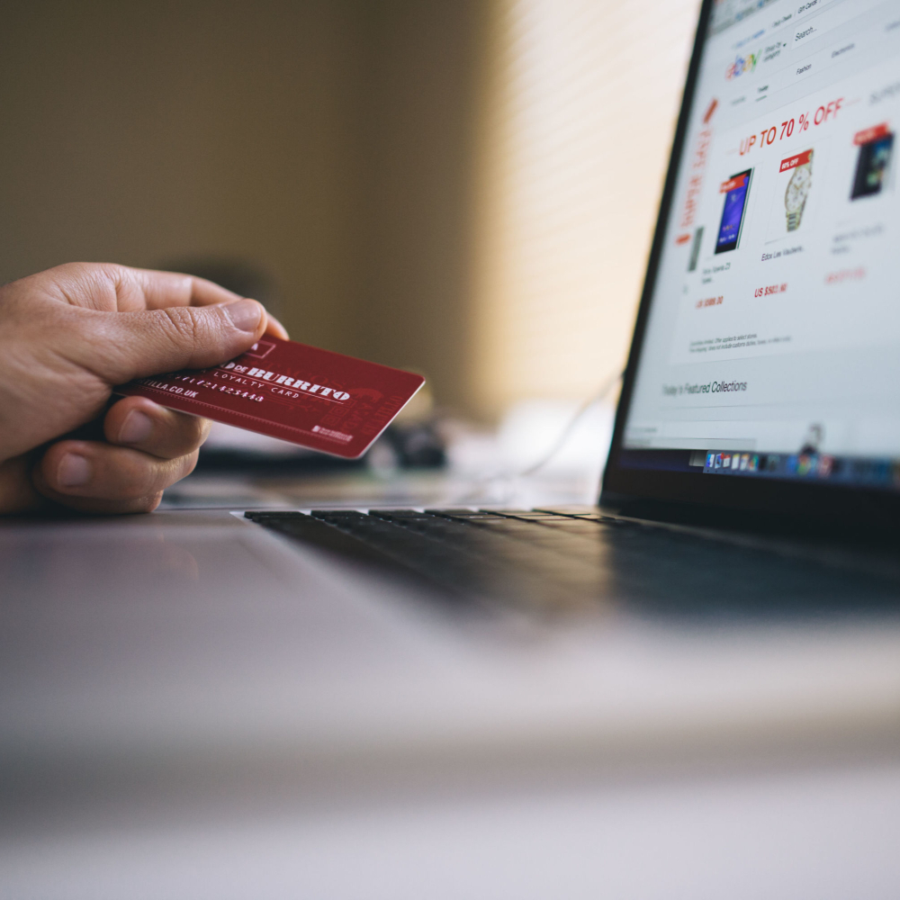 someone shopping online using a card