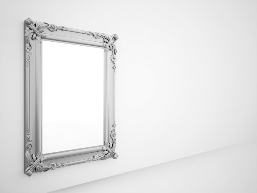 Mirror with vintage silver frame