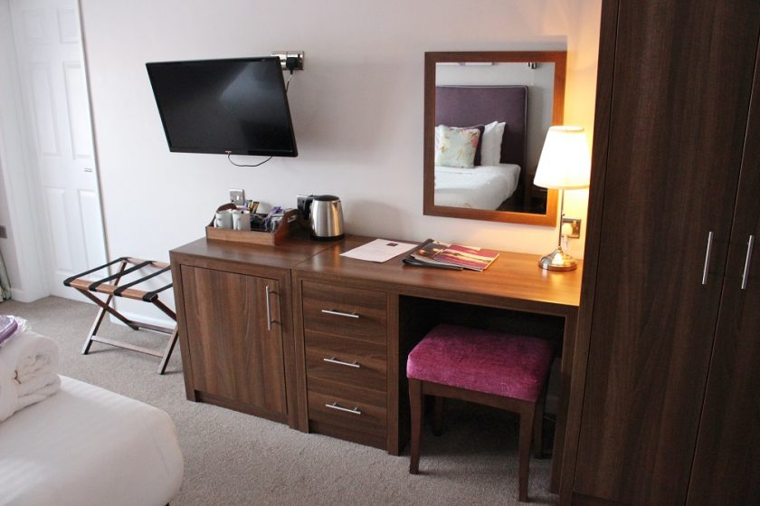 Bank House Hotel & Spa Worcester Desk, Mirror, and TV in Room