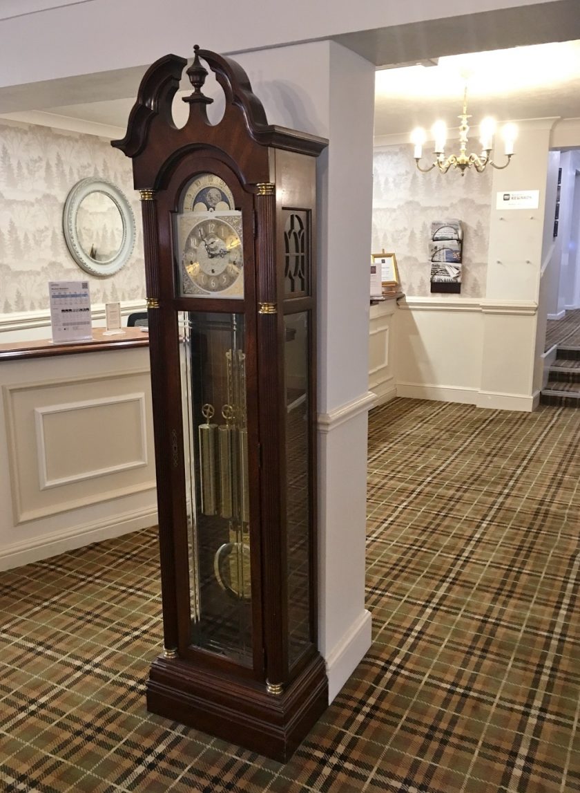 Bank House Hotel & Spa Worcester Entrance Clock with Reception Desk Behind