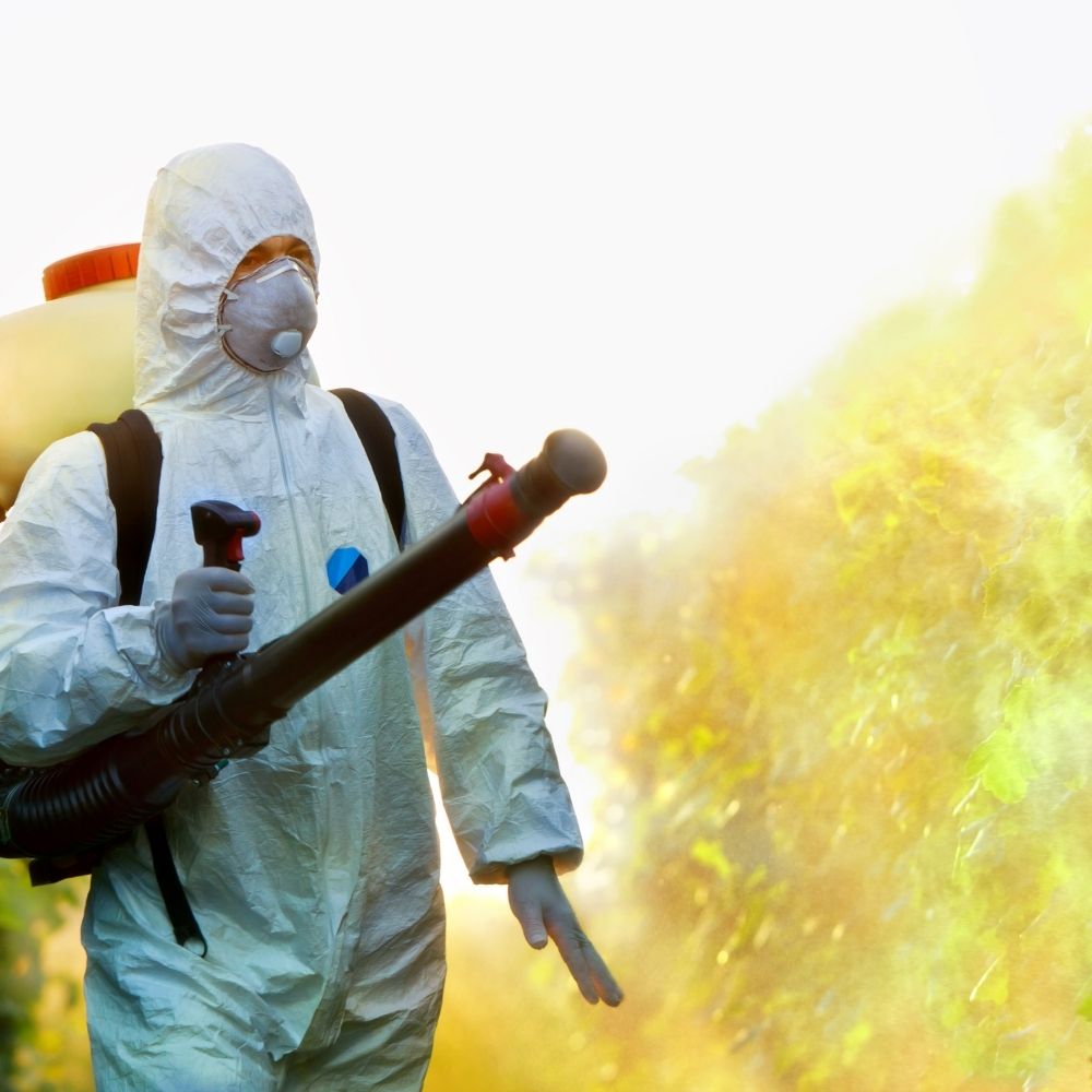 pest control working outside