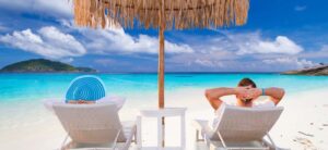 Couple on holidays at Caribbean Sea