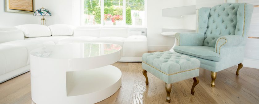 Exclusive comfortable chair in bright room - panorama
