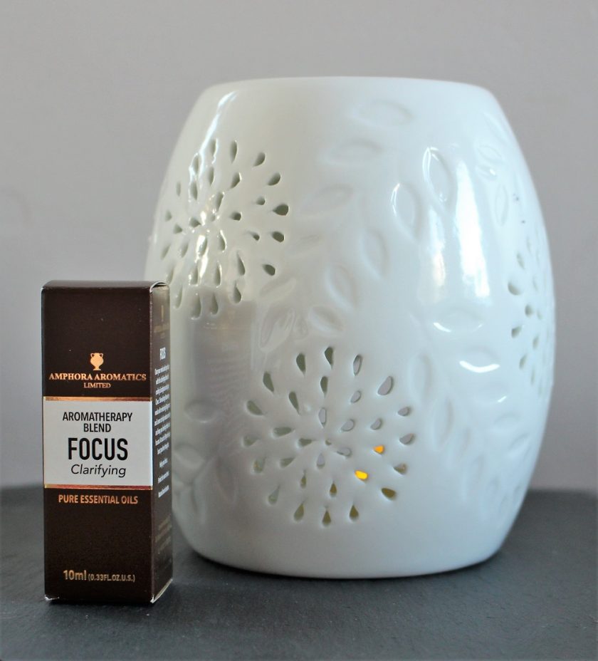 Getting Focused with Amphora Aromatics - Picture of oil still in box and ceramic burner
