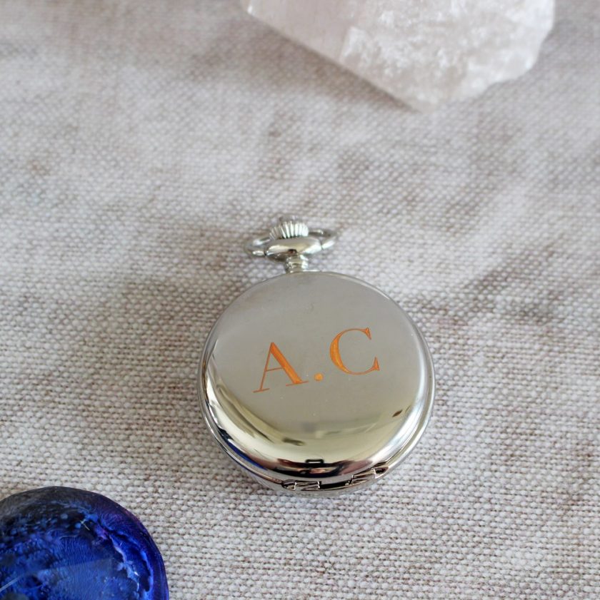 Heritage Dual-Side Pocket Watch from Personally Presented The watch is closed it is engraved with AC