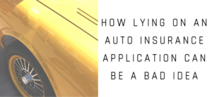 Close-up of a vintage cars wheel and side, painted in gold. To the right, text reads: How lying on an auto insurance application can be a bad idea.