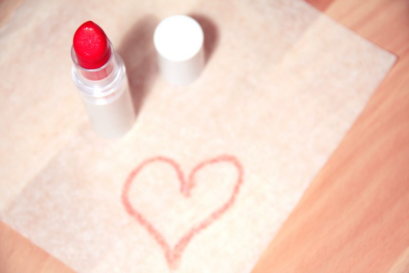 Heart drawn with lipstick