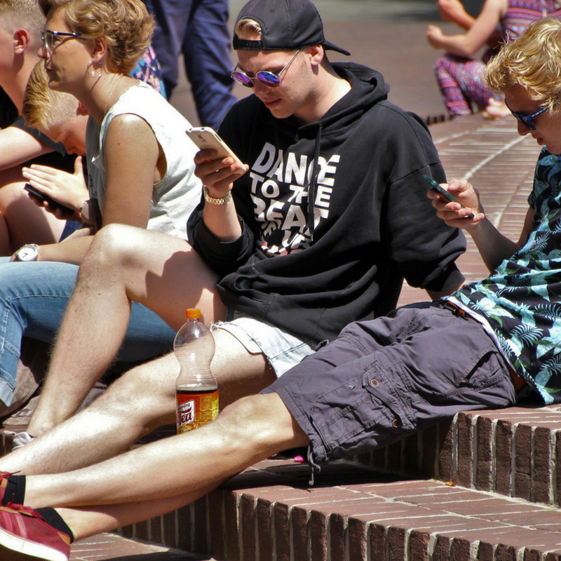 Friends sat ouside