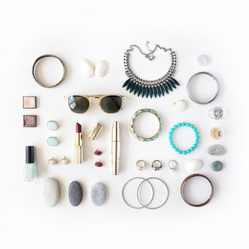 Selection of Accessories on a White Background