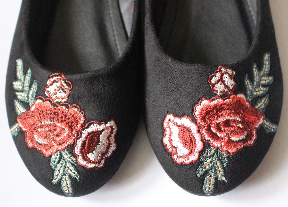 Georgio Black Faux Suede Embroidered Pumps from XYLONDON