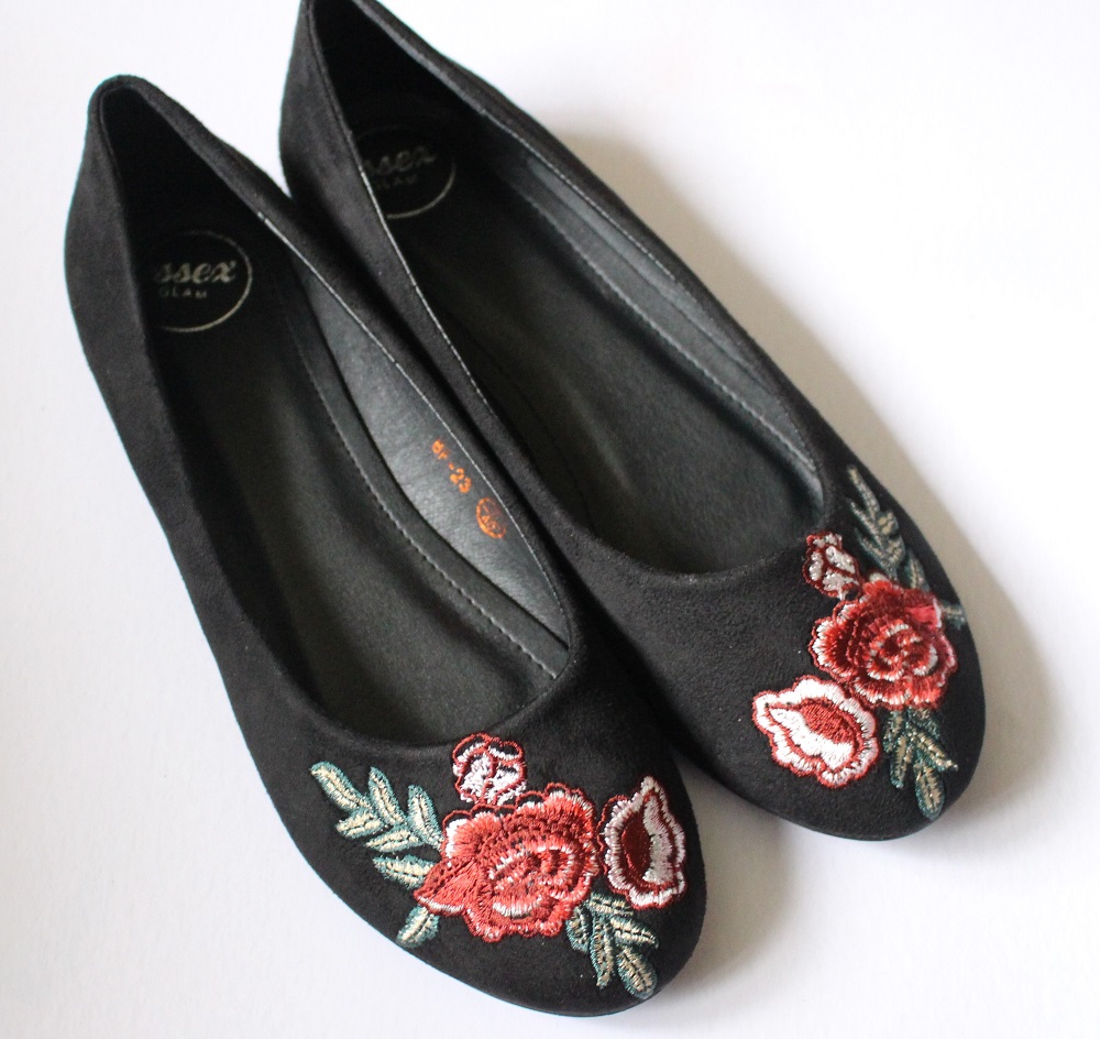 Georgio Black Faux Suede Embroidered Pumps from XYLONDON