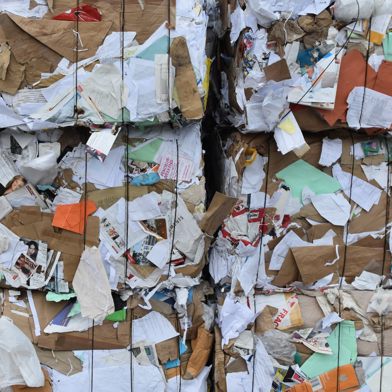 recycling - cardboard made into bundles