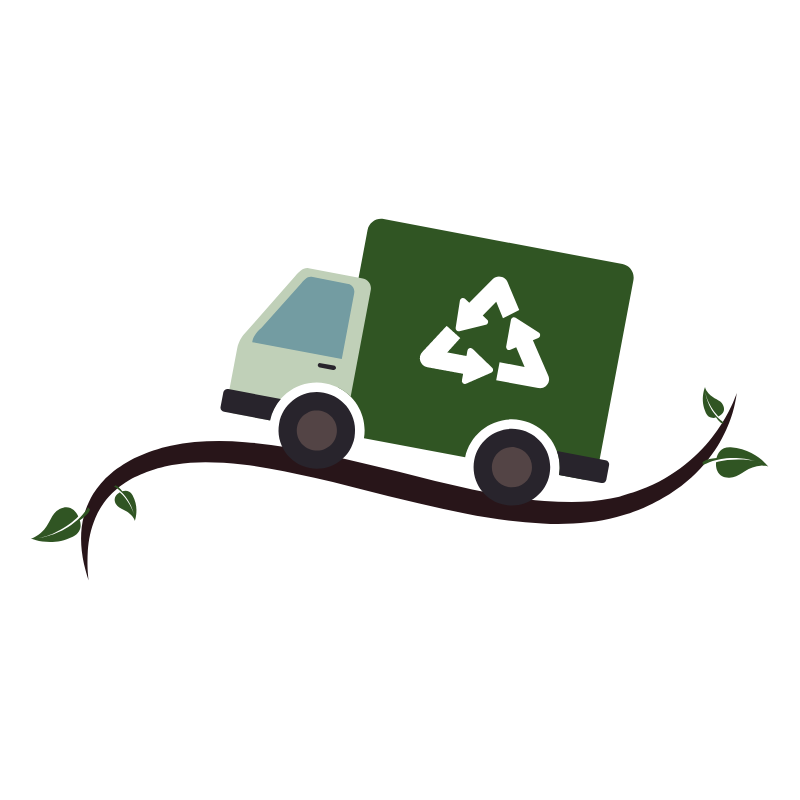 recycling green arrow logo on truck