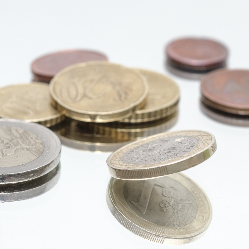 Coins on a table