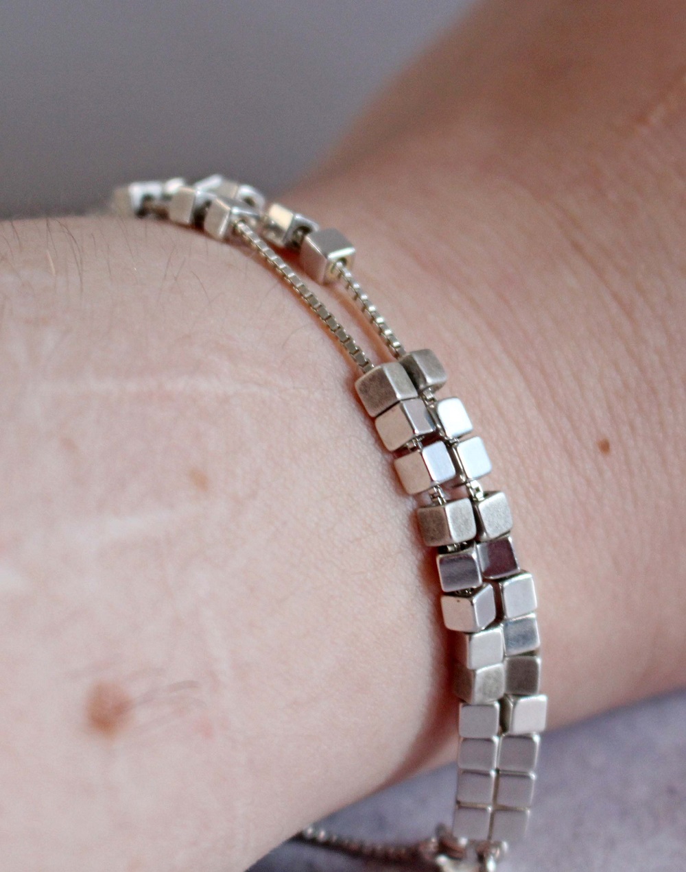 Links of London Cubist Double Row Silver Bracelet
