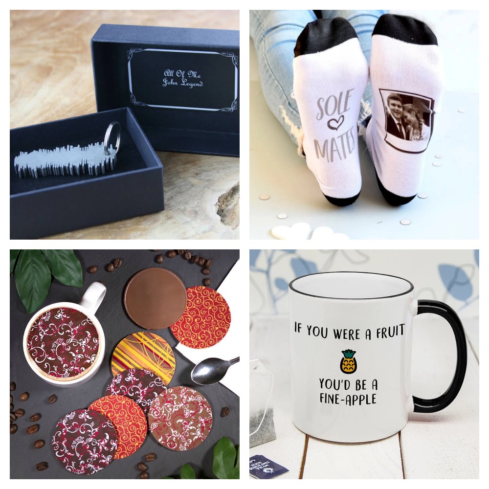 Personalised Favourite Song Keyring Personalised Sole Mates Photo Socks Chocolate Topitoffs Personalised Fineapple Mug