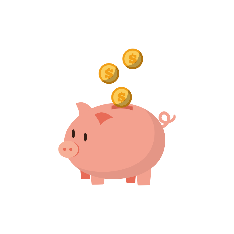 vector of money going into a piggy bank