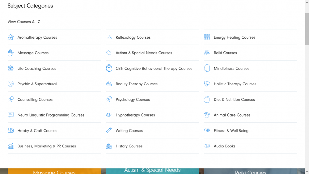 course categories page
