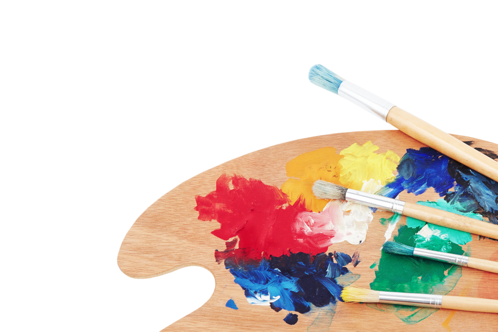 paint palette and brushes