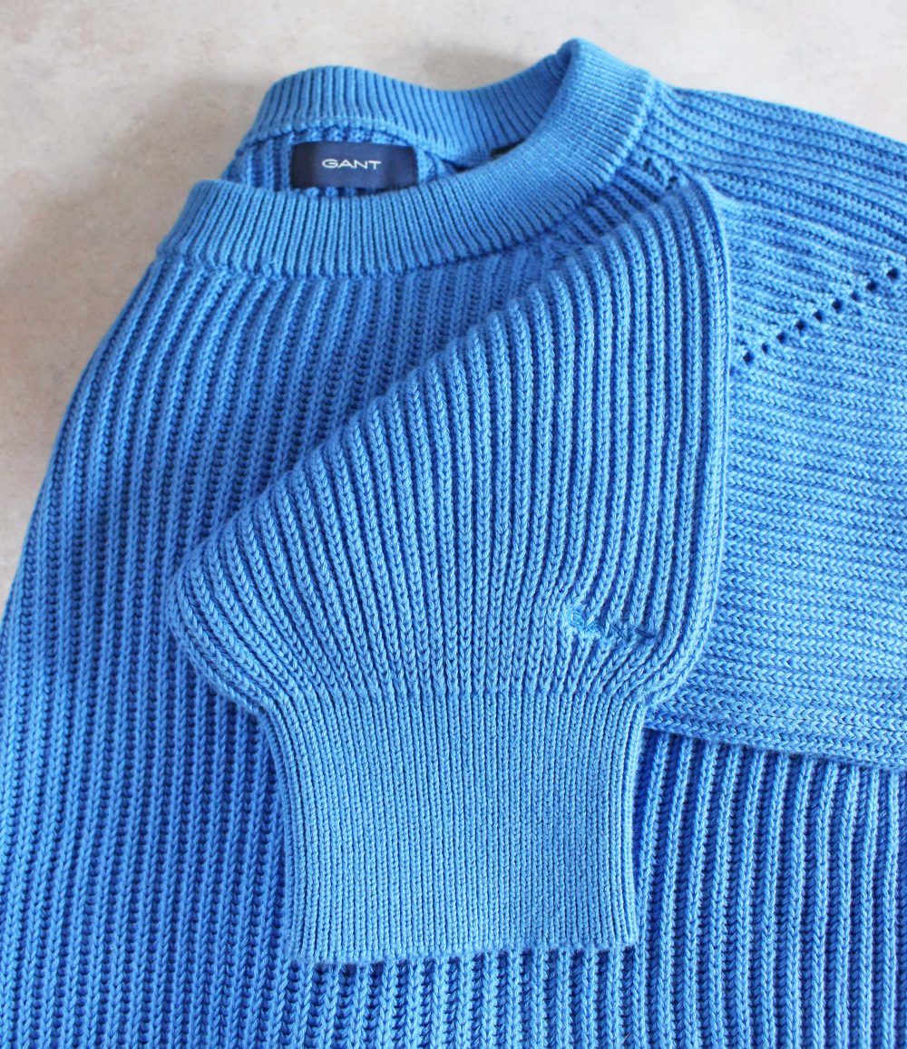 GANT Comfy Ribbed Crew Sweater in Palace Blue