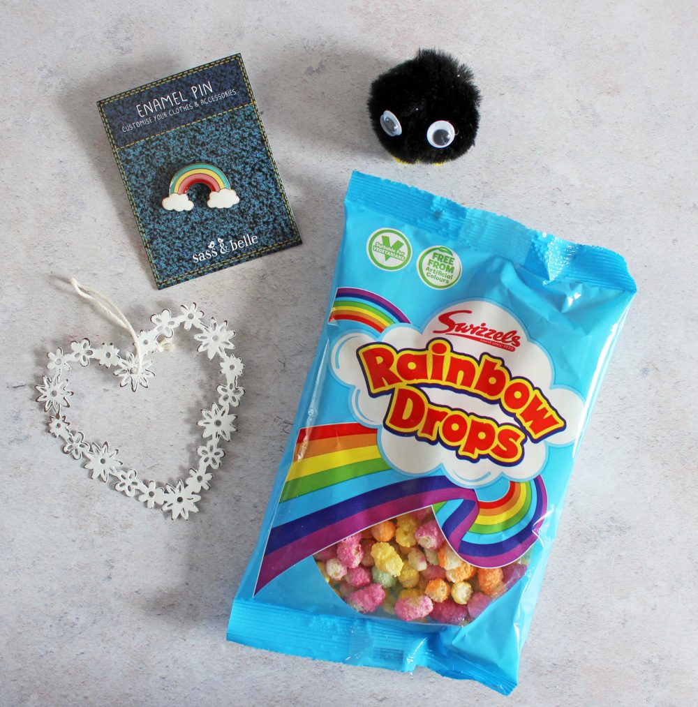 Rainbow Drops, Colin, Rainbow Pin and Heart
