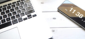 computer and a phone