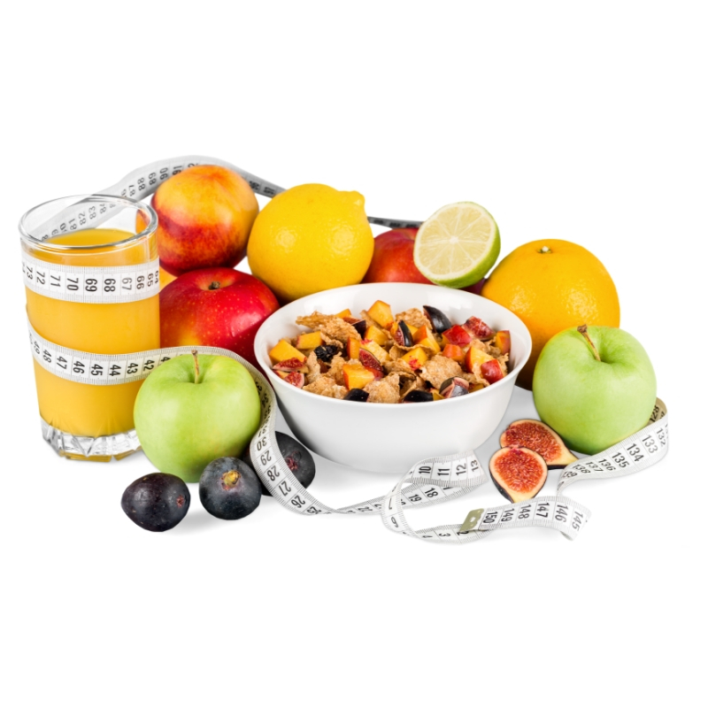 fruit muesli and fruit juice