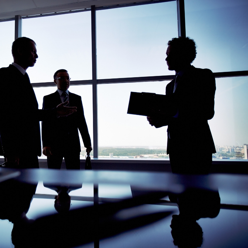 people standing in a business meeting