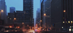 picture of tall buildings and lights in a city
