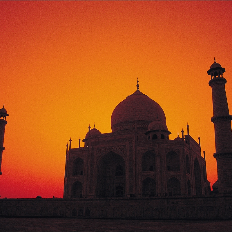 sunset over the taj mahal
