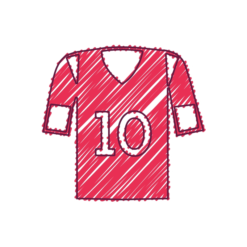 vector of a red football shirt with the number 10 on it