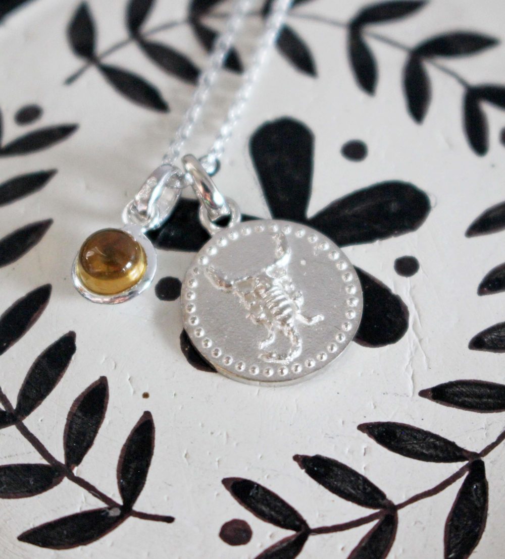 Hersey and Son Zodiac Necklace Scopio and Citrine