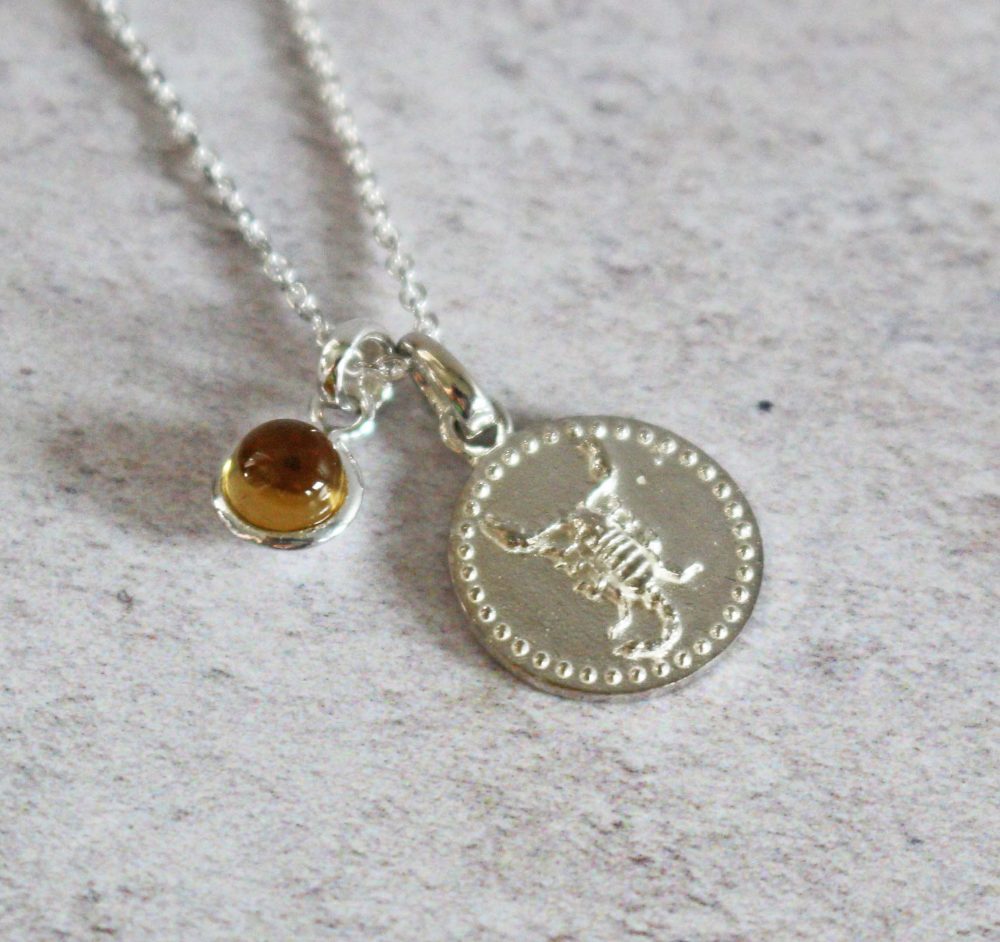Hersey and Son Zodiac Necklace Scorpio and Citrine Mix