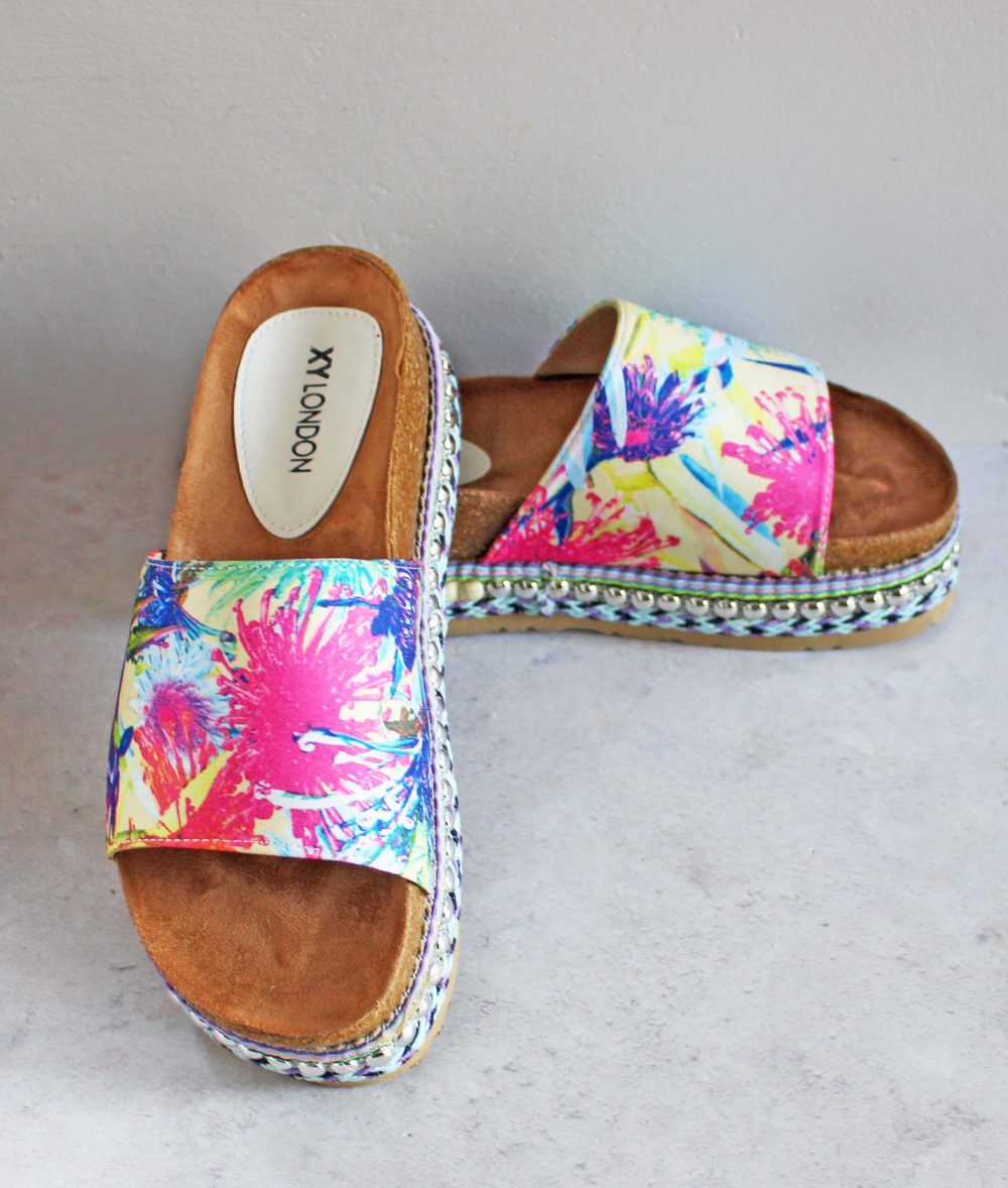 Honey Lou Floral Flatform Slip On Sandals from XY London