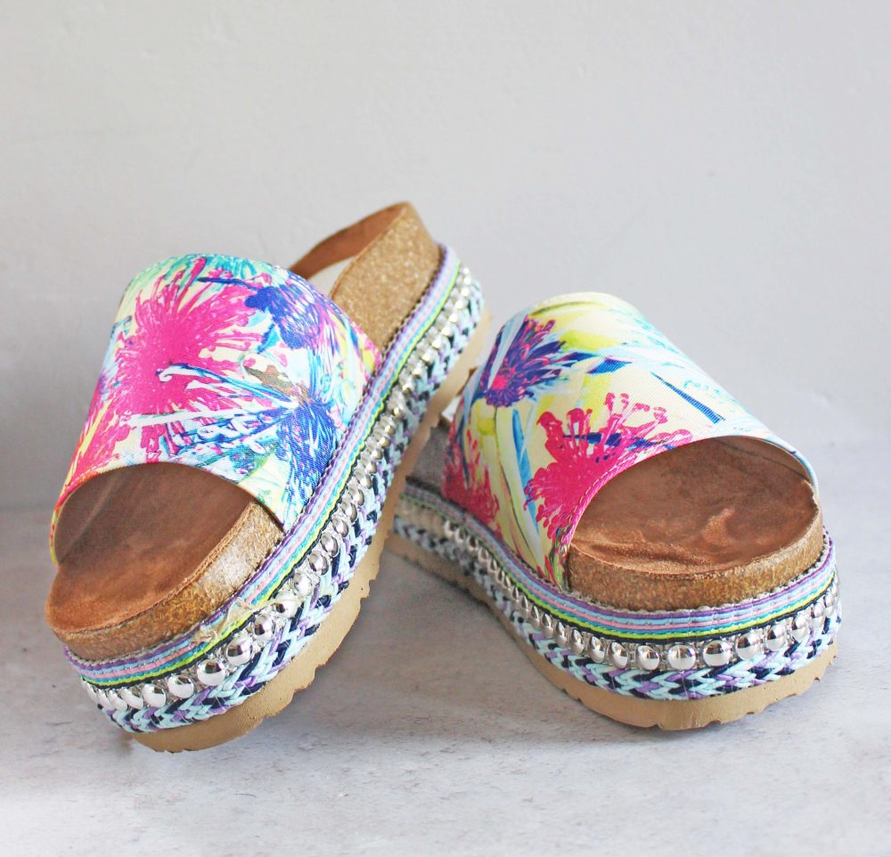 Honey Lou Floral Flatform Slip On Sandals from XY London