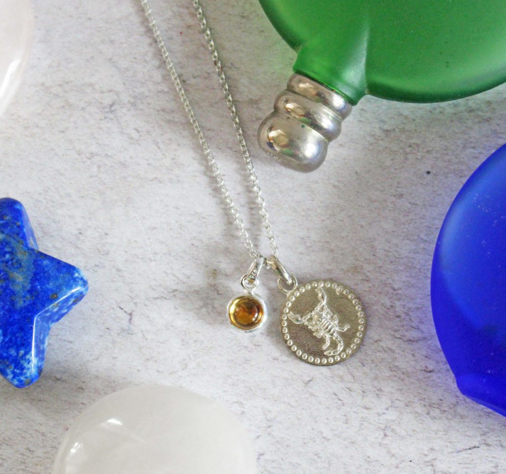 Scorpio and Citrine Zodiac Necklace from Hersey and Son