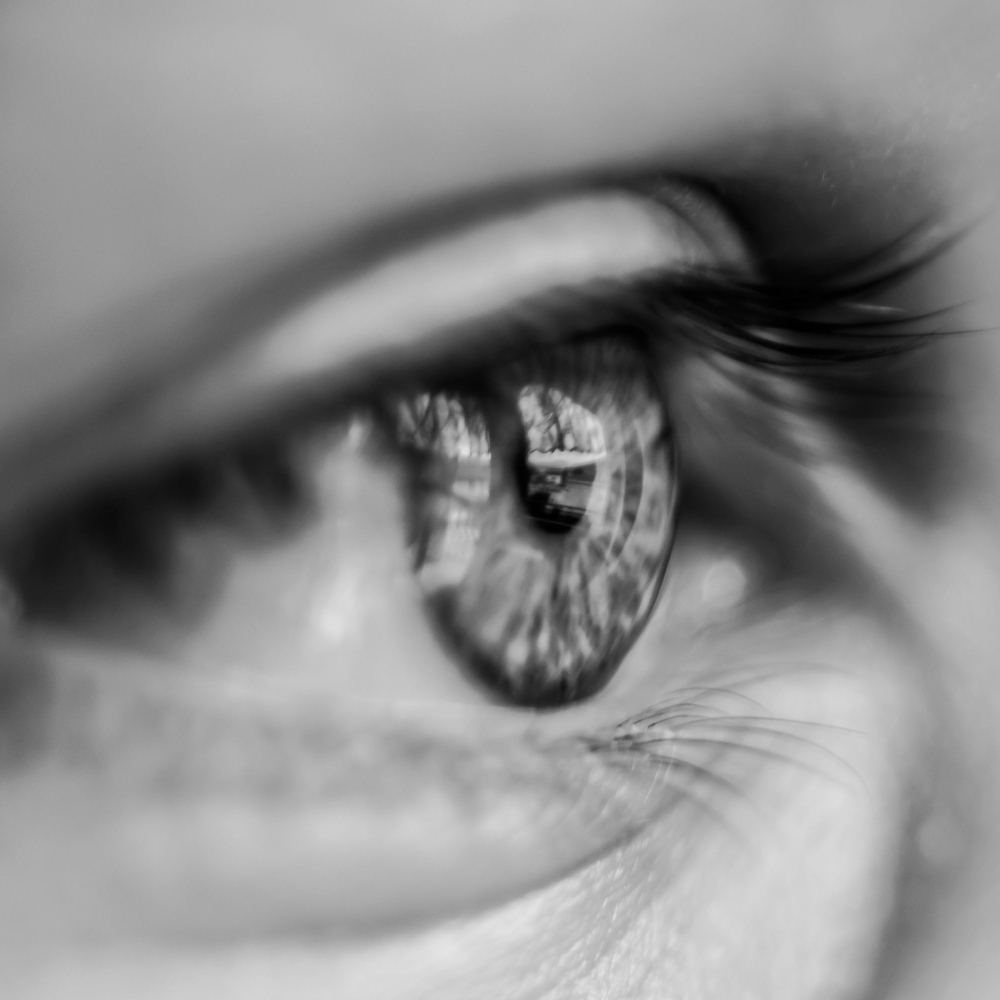 black and white eye