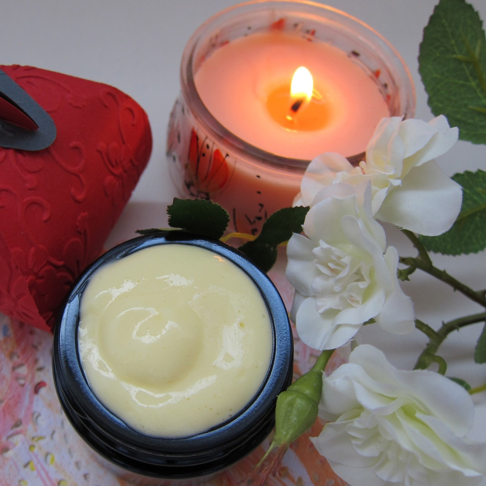 lotion and a candle