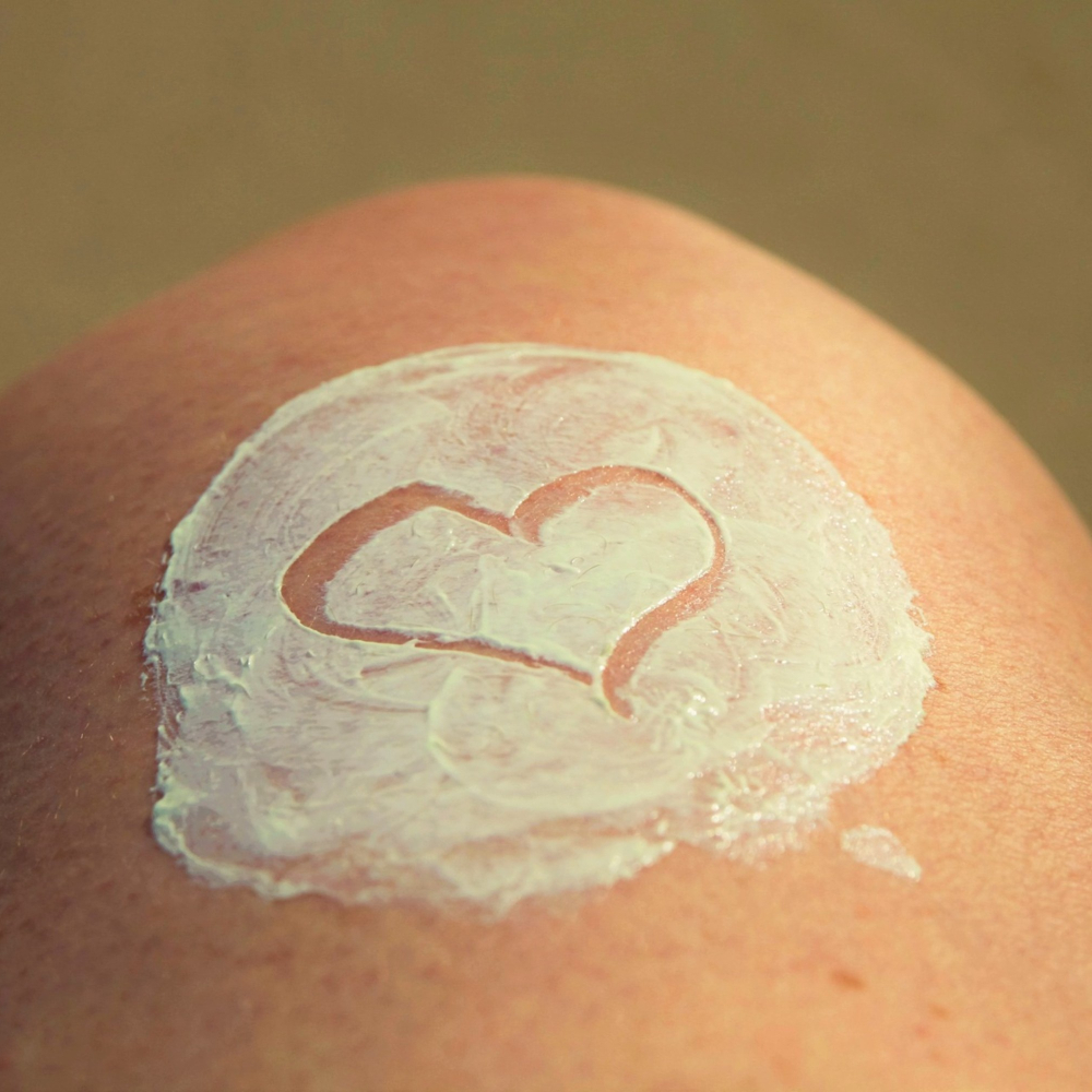 heart drawn in lotion