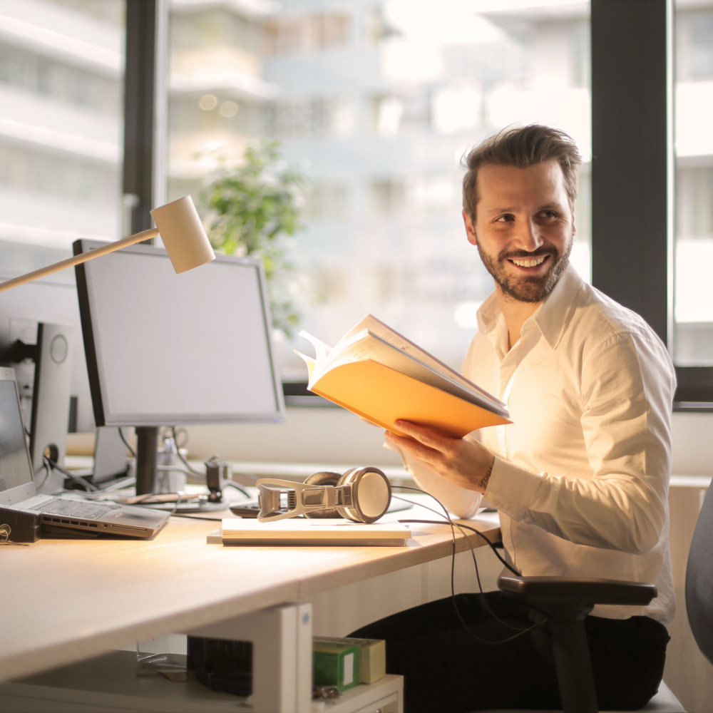 man at a desk